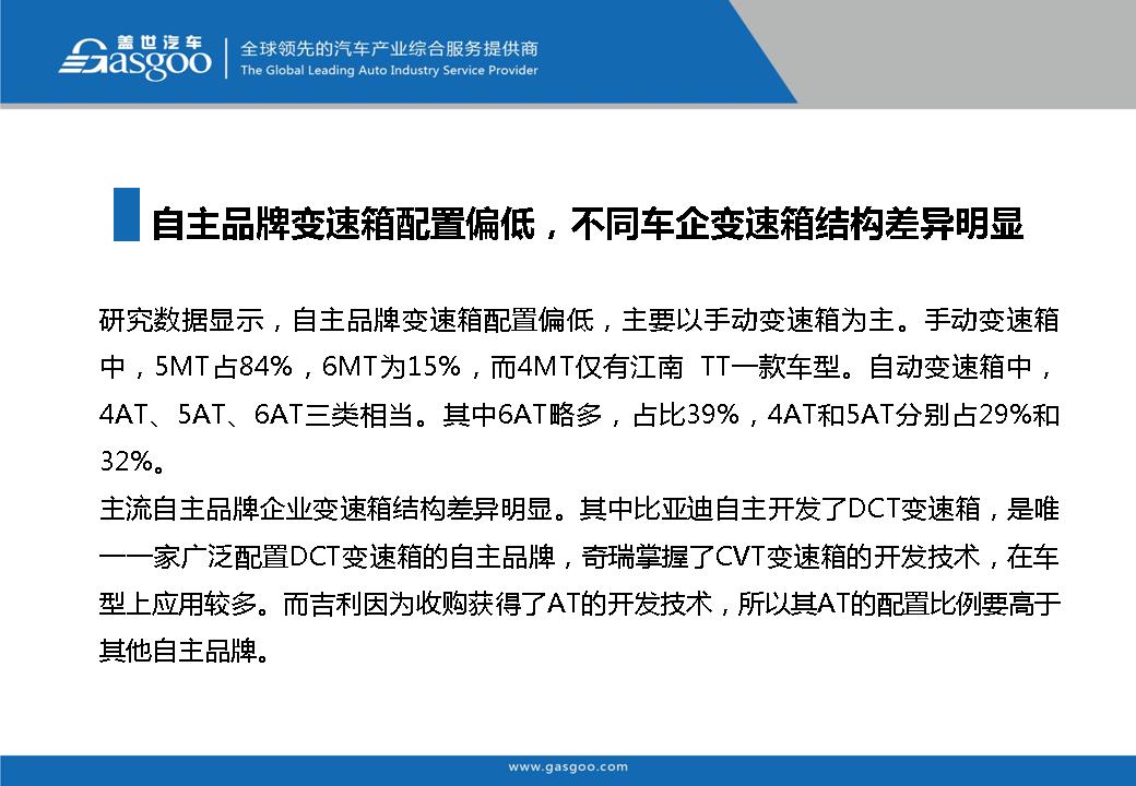 盖世汽车研究院：在售车型变速箱配置分析