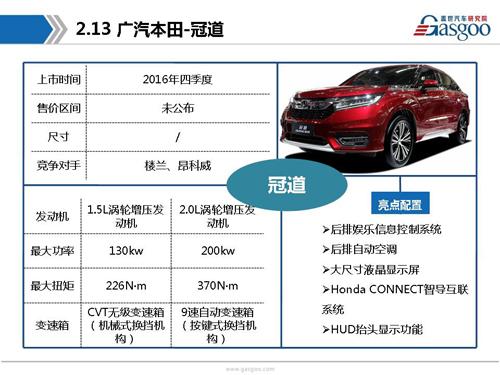 盖世汽车研究院：2016年下半年上市新车盘点