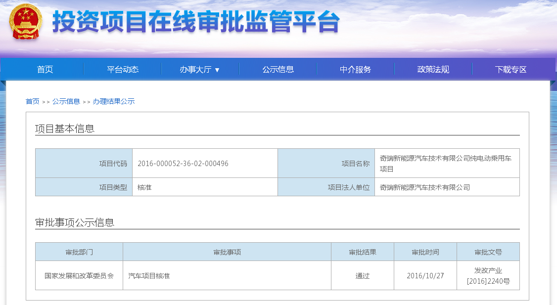 奇瑞新能源终过审批 将获第四张新能源生产资质