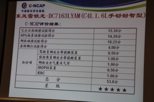 2013第1批C-NCAP发布 自主两款五星